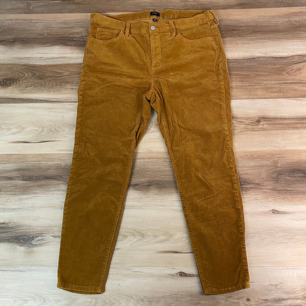 J.Crew Corduroy Pants Womens 32 Golden Brown Tapered Slim Fit Casual Everyday